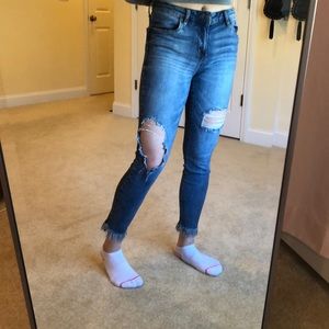 Blue acid ripped jeans